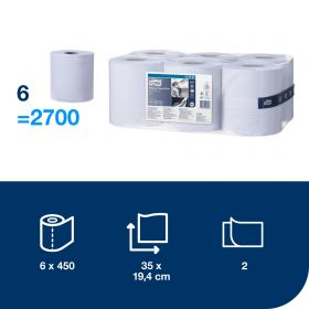 TORK 128207 – papírová utěrka Plus M2, 2vr., 157,5 m, 450útr. - Karton