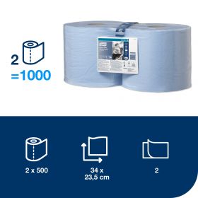 TORK 130072 – Heavy Duty papírová utěrka  W1/W2, malá role, 2vr., 500x2útr. - karton