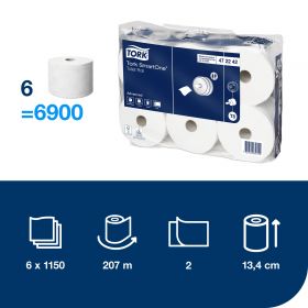 TORK 472242 – SmartOne© toaletní papír T8, 6 rl., 2 vrst., 207 m., 1150 útr./rl. - Karton