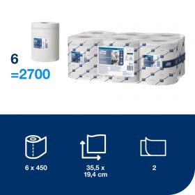 TORK 473472 – Reflex MIDI, papírové utěrky Plus M4, bílá, 2 vrst., 150 m, 6 rolí