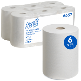 SCOTT® SLIMROLL* Papírové ručníky – bílá, 165m1 1 vr.- Karton -6rl.