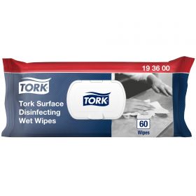 TORK 193600 – Vlhčené ubrousky na dezinfekci povrchů, 12 x 60 ubr. - Karton