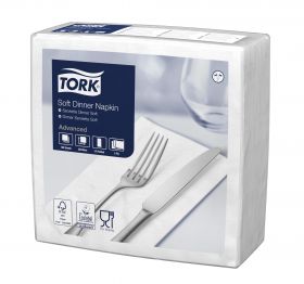 Tork 477579 – Jemné ubrousky bílé – večeře, 3 vrst., sklad 1/8, 12 x 100 ks - Karton