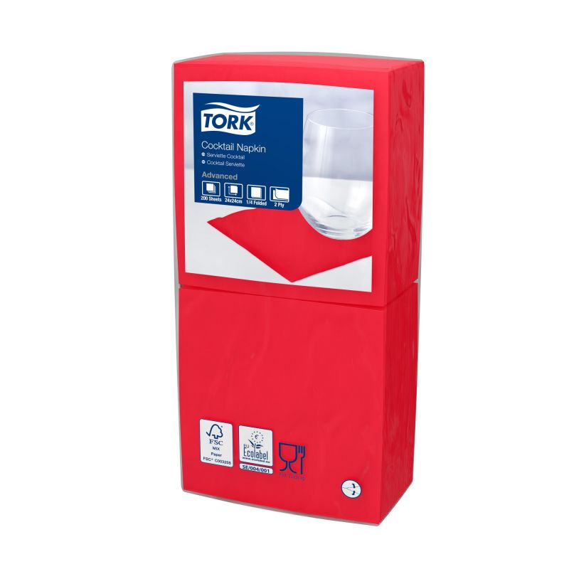 TORK 477826 – Červený ubrousek – koktejlový - Karton