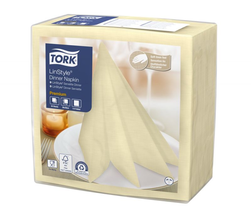 TORK 478712 – Linstyle® champagne ubrousky – večeře, netkané, 1 vr., 1/4 sklad, 12 x 50 ks - Karton