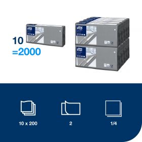 TORK 477205 – Ubrousek šedá, 2 vr. – oběd, 10 x 200 ks - Karton