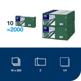 TORK 477214 – Ubrousek tmavě zelená, 2 vrs. – oběd, 10 x 200 ks - Karton