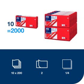 TORK 477210 – Ubrousek červená, 2 vr. – oběd, 10 x 200 ks - Karton