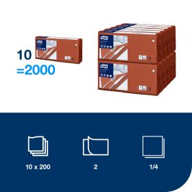 TORK 477216 – Ubrousek terakota, 2 vr. – oběd, 10 x 200 ks - Karton