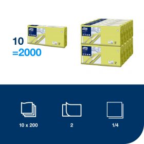 TORK 477840 – Ubrousek limetka, 2 vr. – oběd, 10 x 200 - Karton