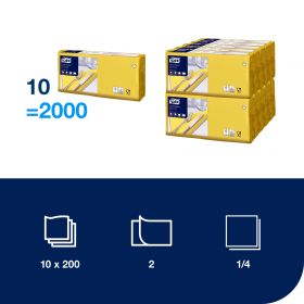 TORK 477841 – Ubrousek žlutá, 2 vr. – oběd, 10 x 200 ks - Karton