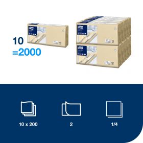 TORK 477206 – Ubrousek slonová kost, 2 vr. – oběd, 10 x 200 ks - Karton