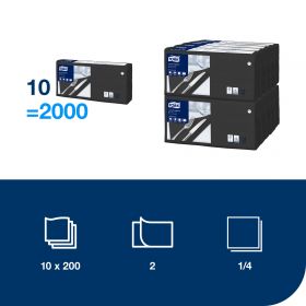 TORK 477148 – Černý ubrousek, 2 vr. – oběd, 10 x 200 ks - Karton