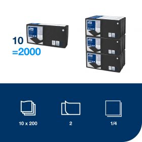 TORK 477829 – Černý ubrousek, 2 vr. – koktejlový - Karton