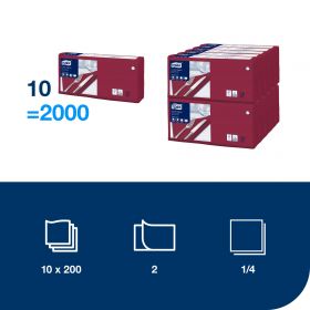 TORK 477213 – Bordeaux ubrousek, 2 vr. – oběd, 10 x 200 ks - Karton