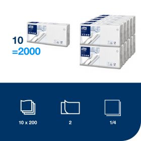 TORK 477149 – Bílý ubrousek, 2 vr. – oběd, 10 x 200 ks  - Karton