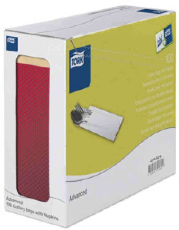 TORK 474329 – Burgundy kapsička na příbory s krémovým ubrouskem - Karton