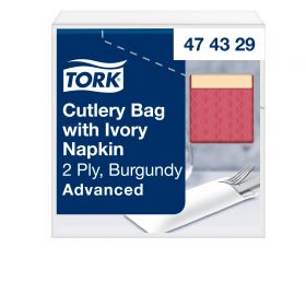 TORK 474329 – Burgundy kapsička na příbory s krémovým ubrouskem - Karton