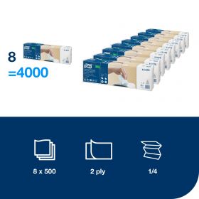 TORK 13670 – Xpressnap® extra jemné bílý ubrousek do zásobníku N4, s dekorem lístků, 2vr., 8 x 500 ks - Karton