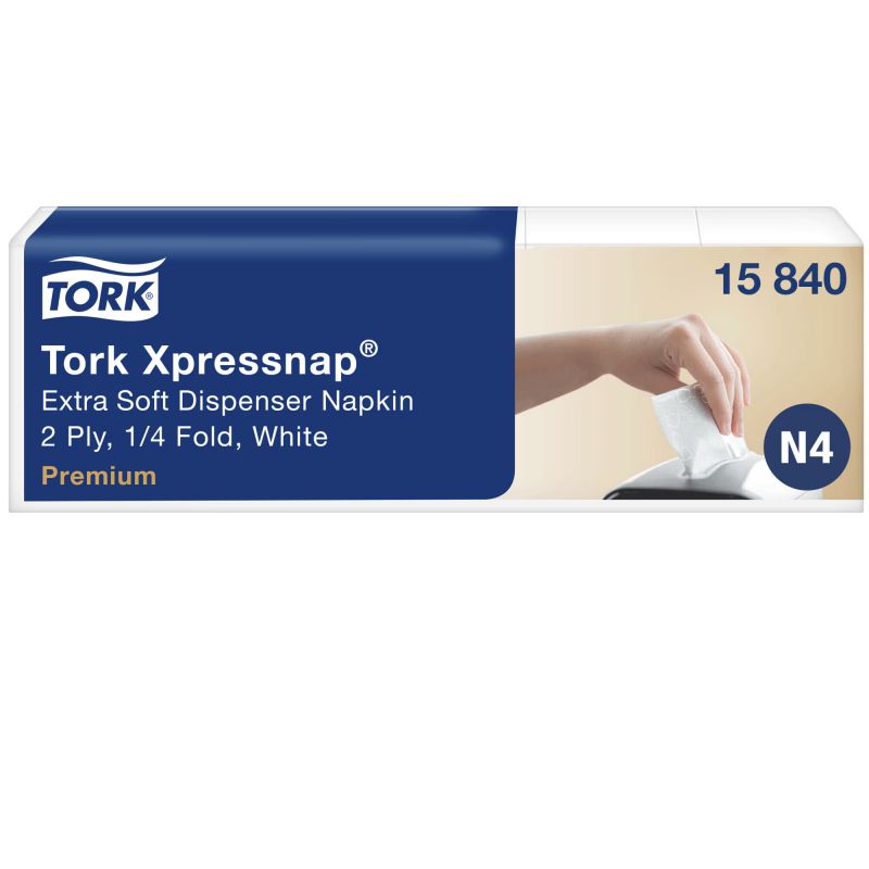 TORK 15840 – Xpressnap® extra jemné bílý ubrousek do zásobníku N4, 2vr., 8 x 500 ks - Karton