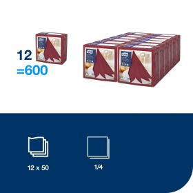TORK 478855 – Linstyle® burgundy ubrousky – večeře, netkané, 1 vr., 1/4 sklad, 12x50 ks - Karton