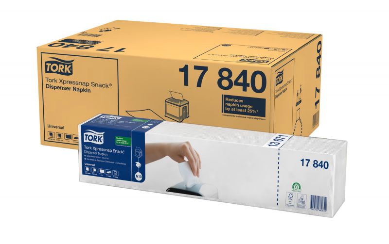 TORK 17840 – Xpressnap Snack® bílé ubrousky do zásobníku N10, 1vr., 8x1125 ks - Karton