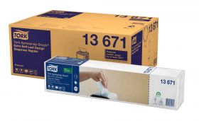 TORK 13671 – Xpressnap Snack® extra jemné bílé ubrousky do zásobníku s dekorem lístků N10, 2vr., 8x500 ks - Karton