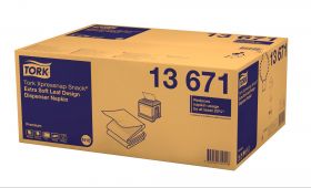 TORK 13671 – Xpressnap Snack® extra jemné bílé ubrousky do zásobníku s dekorem lístků N10, 2vr., 8x500 ks - Karton