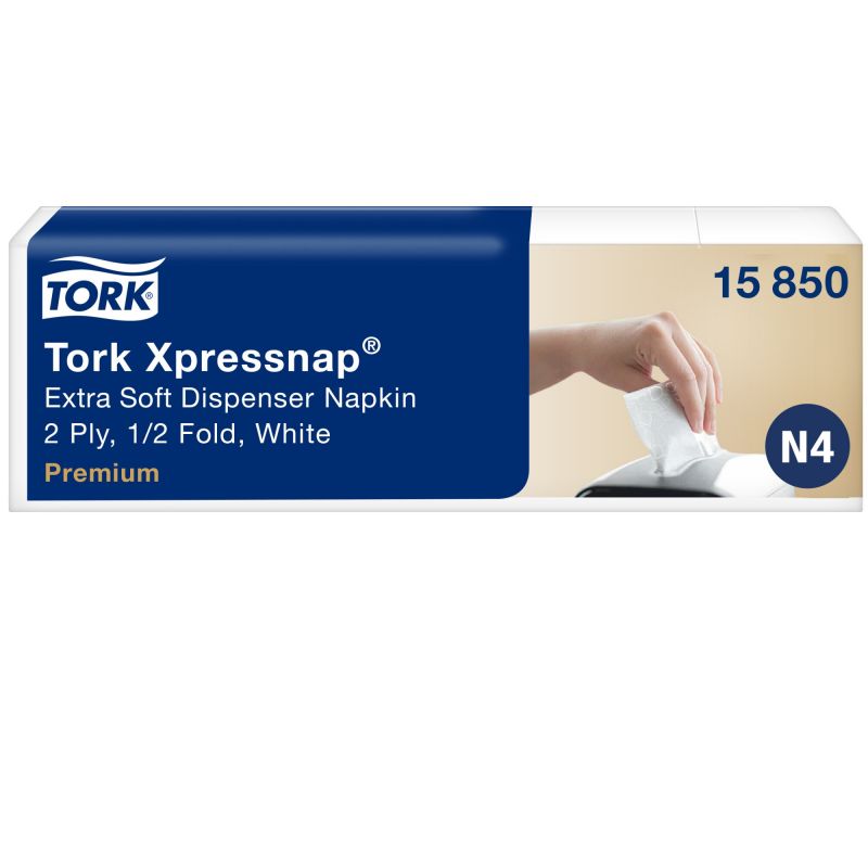 TORK 15850 – Xpressnap® extra jemné bílý ubrousek do zásobníku N4, 2vr., 8 x 1000 ks - Karton