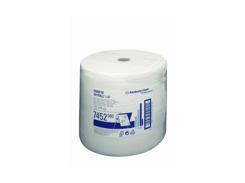 Kimberly-Clark WYPALL* L40 Utěrky, velká role,bílá, 34x31cm, 1role/750útr